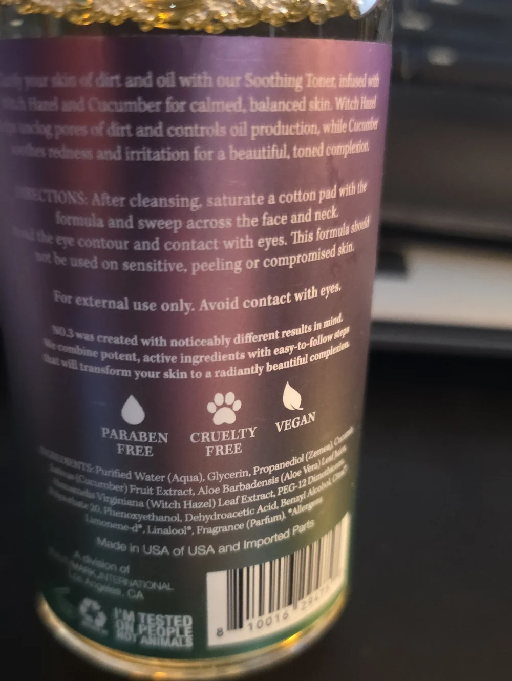 Soothing Face Toner with Witch Hazel & Cucumber